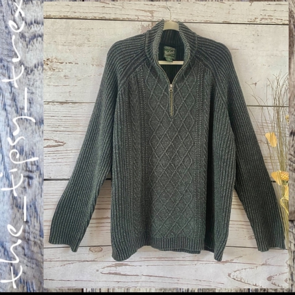 Woolrich Onyx Heather Fisherman Sweater XXL